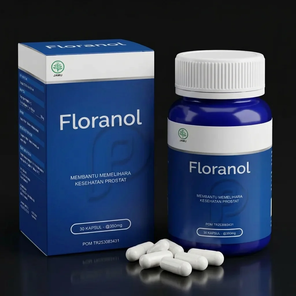 Kotak, botol, dan kapsul Floranol